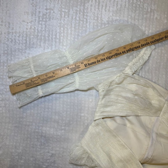 LPA Dolores Top Ivory Cream Cut-Out Sheer Puff Sleeve Blouse Shirt Size XL NWT - Picture 7 of 11